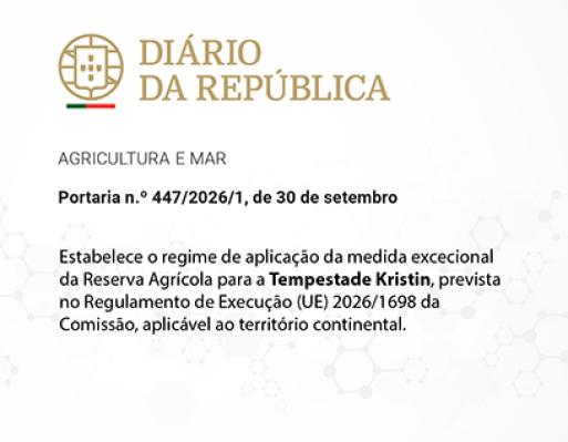 Estabelece o regime de aplicação da medida excecional da Reserva Agrícola para a Tempestade Kristin, prevista no Regulamento de Execução (UE) 2026/1698 da Comissão, aplicável ao território continental.